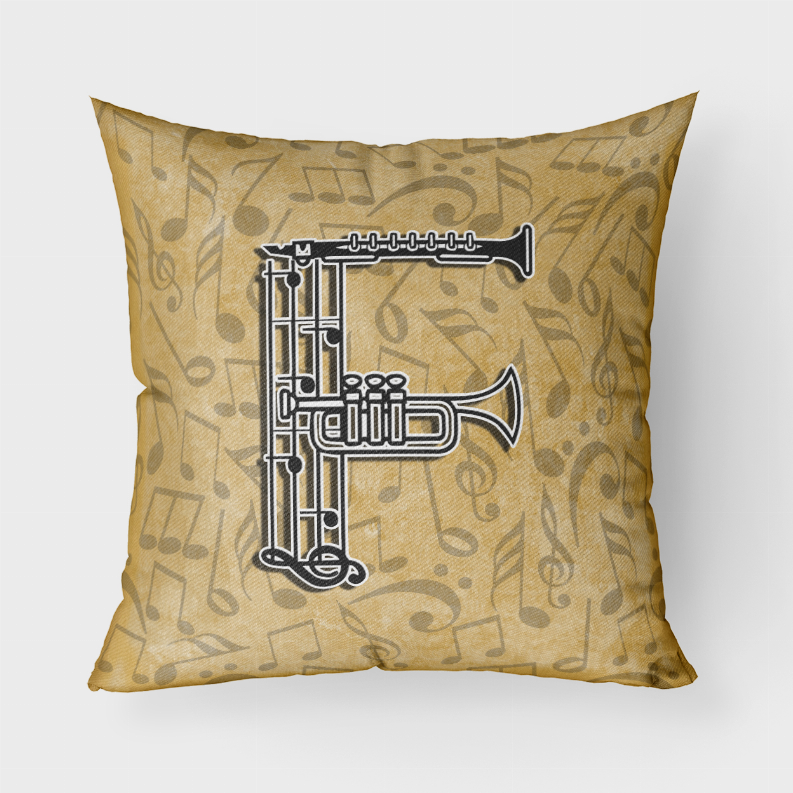 Letter Musical Instrument Alphabet Fabric Decorative Pillow