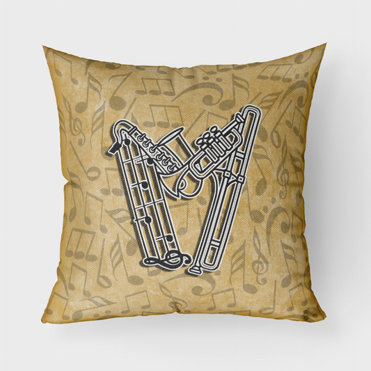 Letter Musical Instrument Alphabet Fabric Decorative Pillow