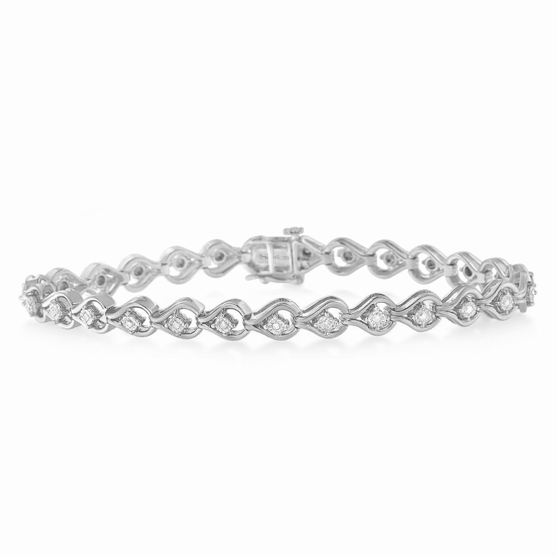 .925 Sterling Silver 1/3 Carat Total Diamond Weight Miracle-Set Diamond Link Bracelet