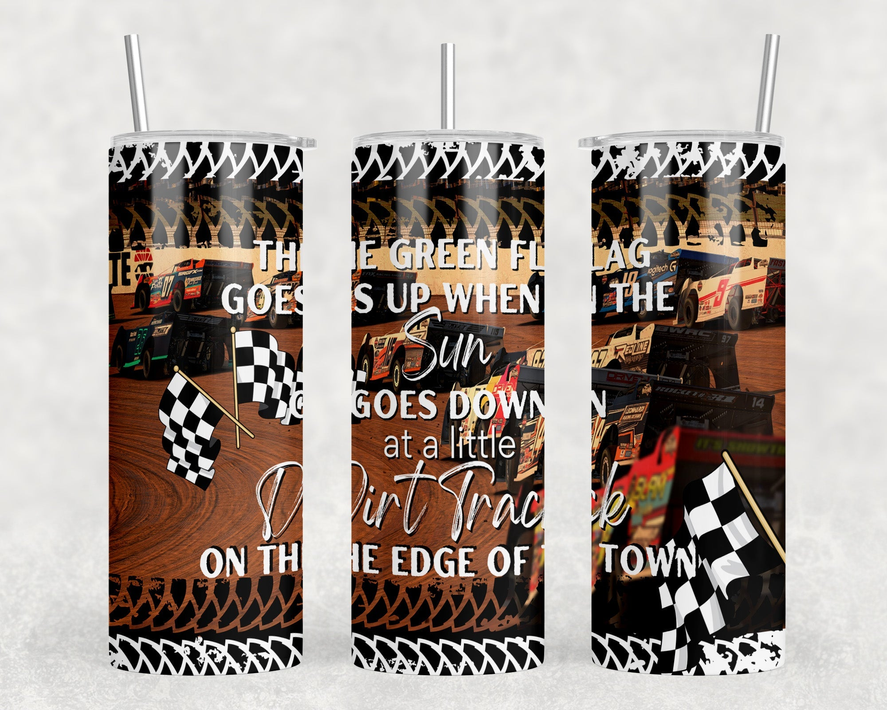 Dirt Track Racing|Skinny Tumbler|Optional Bluetooth Speaker| Speaker Color Varies