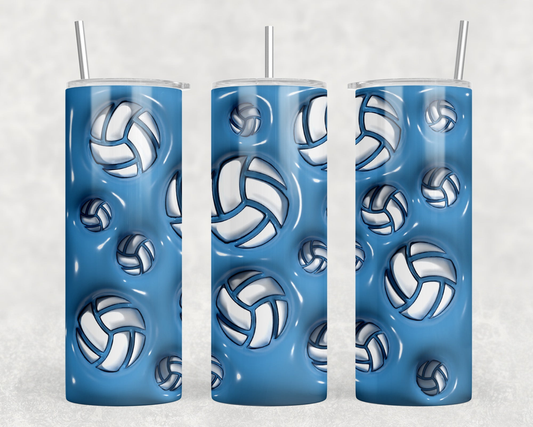 Blue Volleyball|Skinny Tumbler|Optional Bluetooth Speaker| Speaker Color Varies