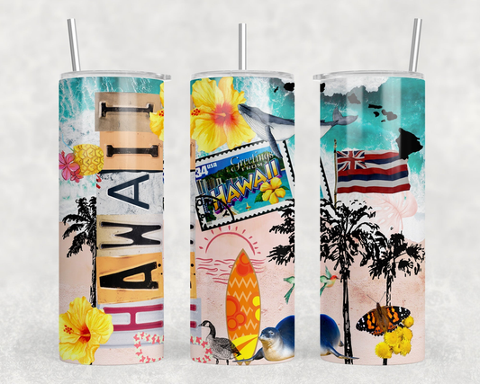 Hawaii|Skinny Tumbler|Optional Bluetooth Speaker| Speaker Color Varies