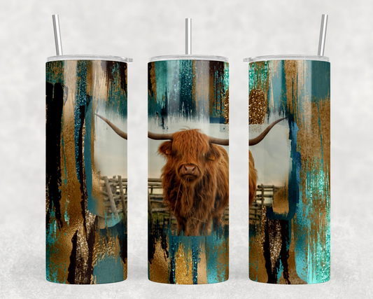 Highland Cow|Skinny Tumbler|Optional Bluetooth Speaker| Speaker Color Varies