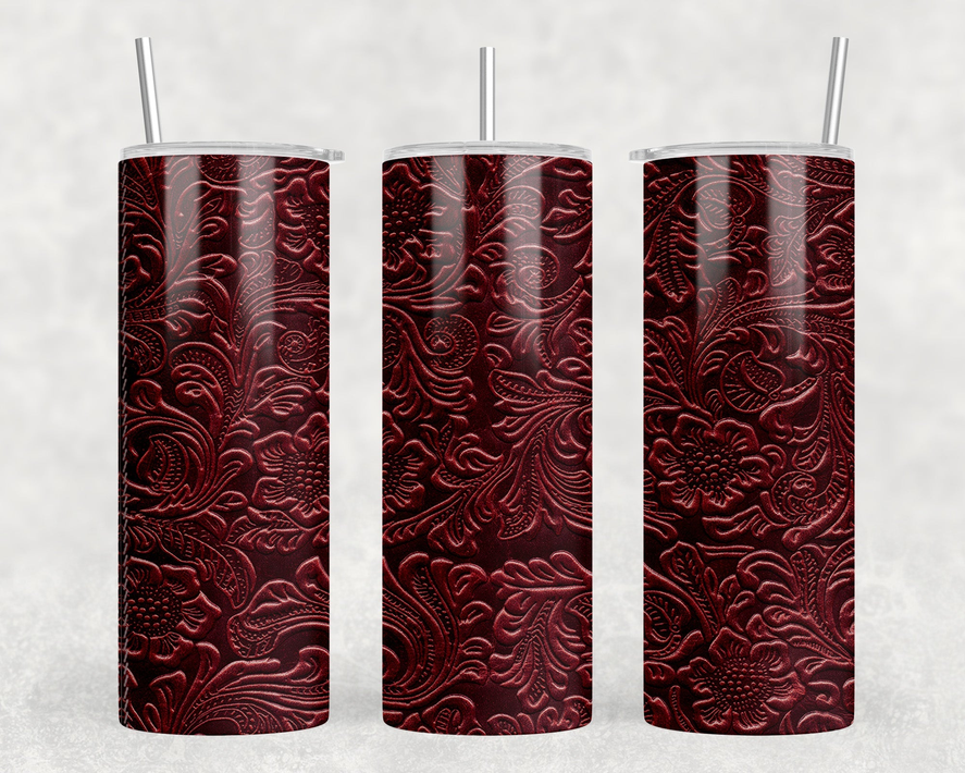 Maroon faux leather|Skinny Tumbler|Optional Bluetooth Speaker| Speaker Color Varies