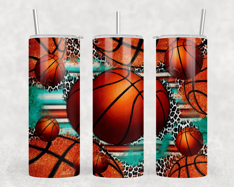 Serape Basketball|Skinny Tumbler|Optional Bluetooth Speaker| Speaker Color Varies