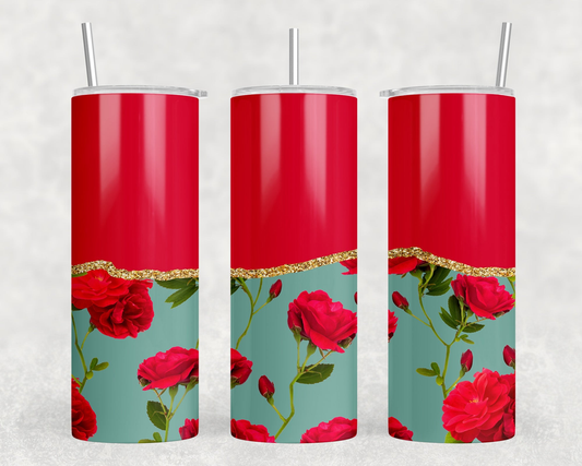 Roses|Skinny Tumbler|Optional Bluetooth Speaker| Speaker Color Varies