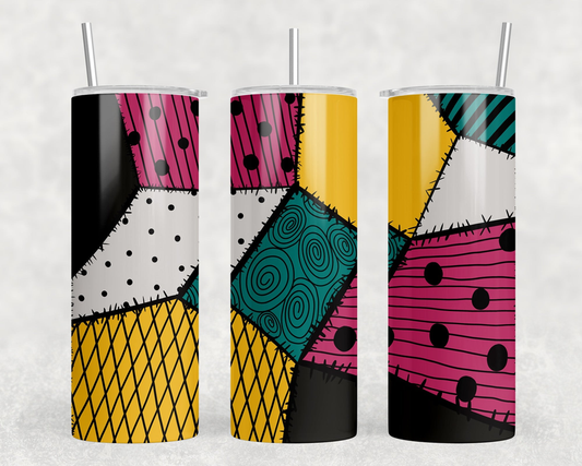 Sally Patchwork|Skinny Tumbler|Optional Bluetooth Speaker| Speaker Color Varies