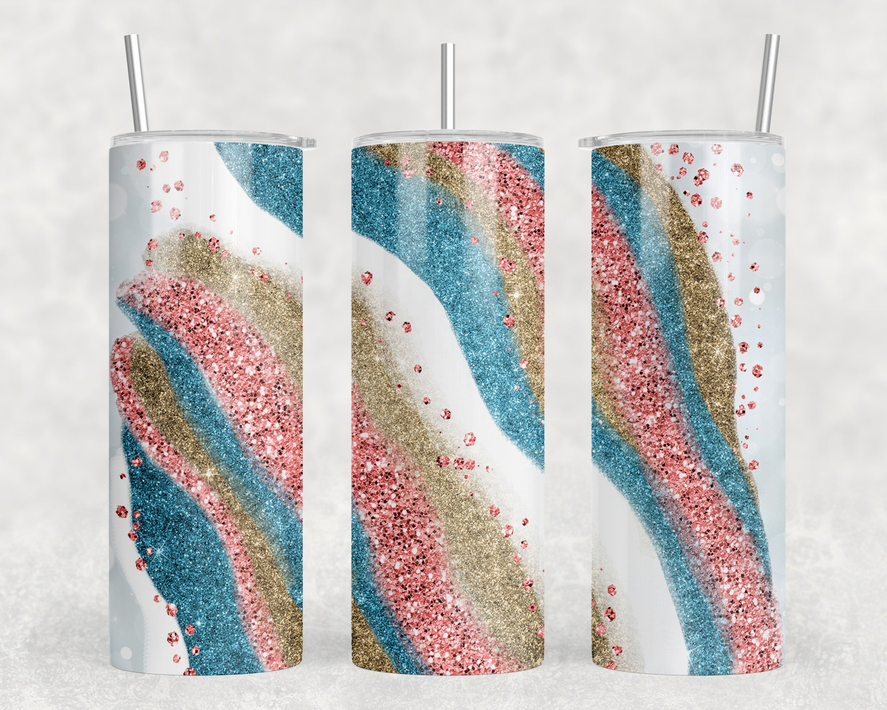 faux glitter|Skinny Tumbler|Optional Bluetooth Speaker| Speaker Color Varies