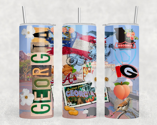 Georgia|Skinny Tumbler|Optional Bluetooth Speaker| Speaker Color Varies