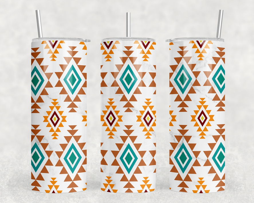 Southwestern Aztec|Skinny Tumbler|Optional Bluetooth Speaker| Speaker Color Varies