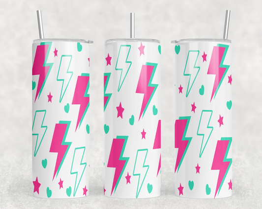 Lightning Bolts|Skinny Tumbler|Optional Bluetooth Speaker| Speaker Color Varies