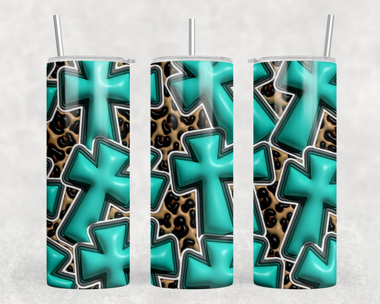 Crosses|Skinny Tumbler|Optional Bluetooth Speaker| Speaker Color Varies