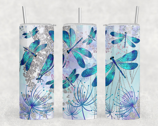 Dragonflies|Skinny Tumbler|Optional Bluetooth Speaker| Speaker Color Varies