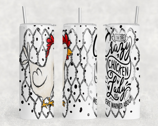 Crazy Chicken lady|Skinny Tumbler|Optional Bluetooth Speaker| Speaker Color Varies