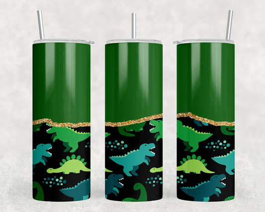 Dinosaur|Skinny Tumbler|Optional Bluetooth Speaker| Speaker Color Varies