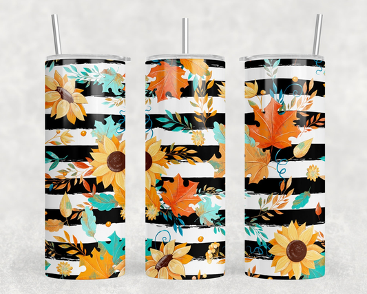 Fall Stripes|Skinny Tumbler|Optional Bluetooth Speaker| Speaker Color Varies