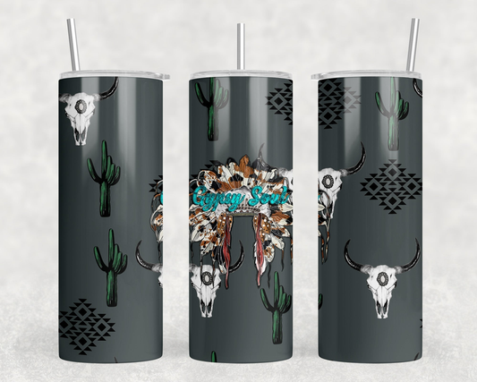 Western Headdress |Skinny Tumbler|Optional Bluetooth Speaker| Speaker Color Varies