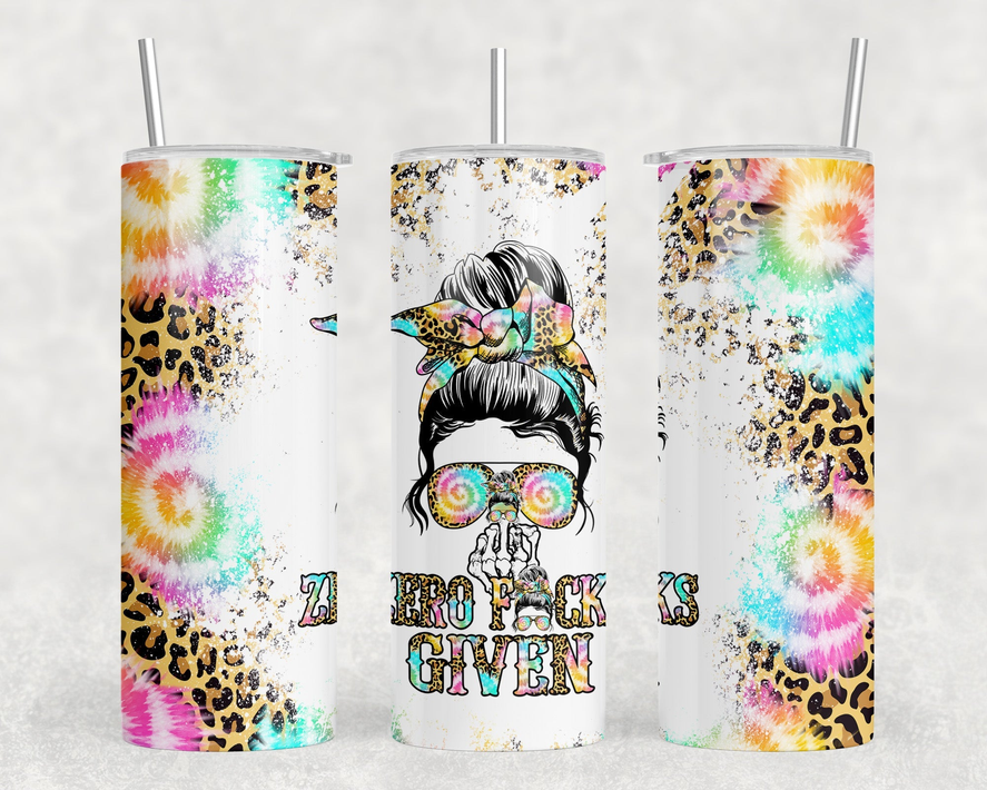 Zero F*cks Given Tie Dye |Skinny Tumbler|Optional Bluetooth Speaker| Speaker Color Varies