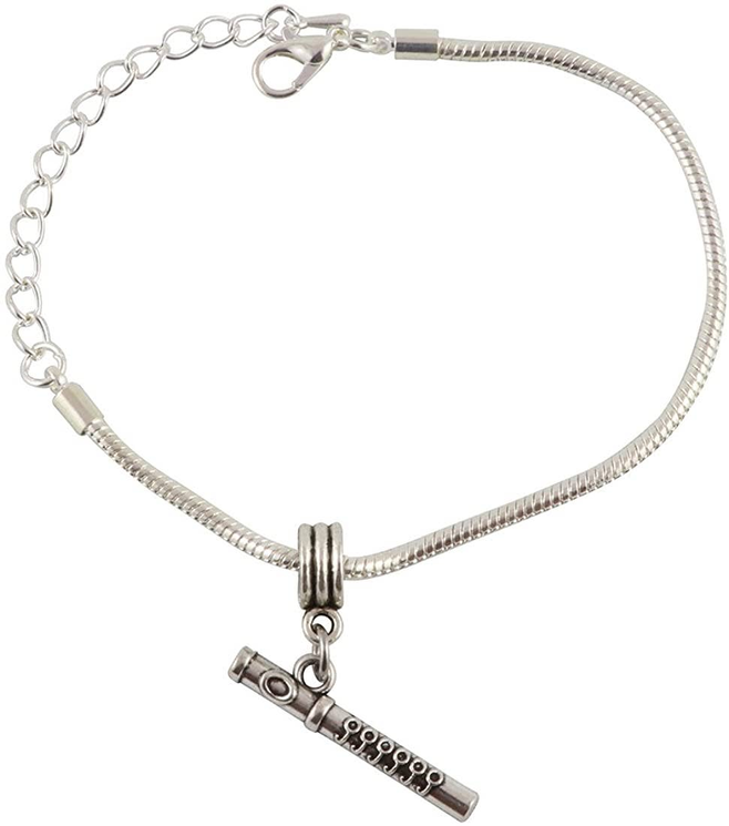 Music Themed Bracelet Stainless Steel Snake Chain Charm