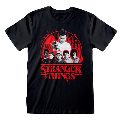 Short Sleeve T-Shirt Stranger Things Circle Logo Black Unisex