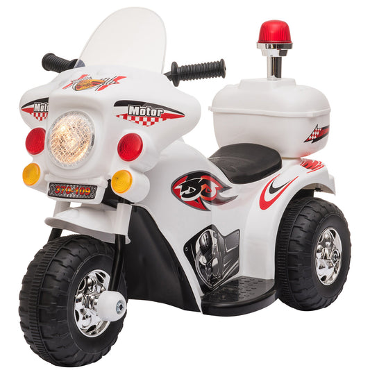 Toddler 3km/h Electric Motorbike Ride On w/ Lights Music Storage White HOMCOM