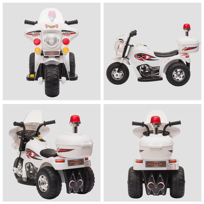 Toddler 3km/h Electric Motorbike Ride On w/ Lights Music Storage White HOMCOM