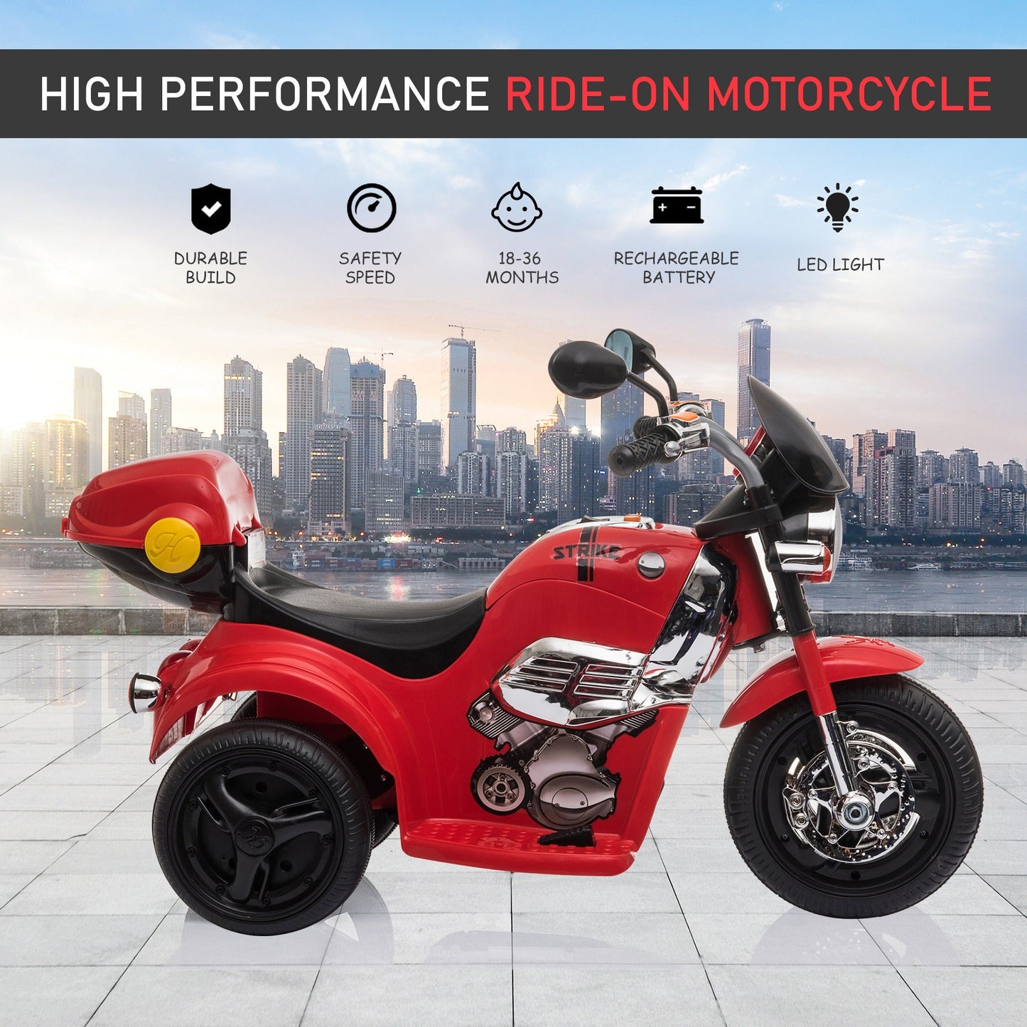 3km/h Electric Motorbike Ride On Lights Music Horn Storage 18-36 month