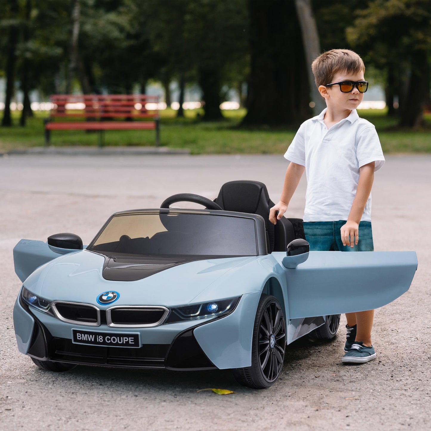 Licensed BMW I8 Coupe Kids Ride-On Car 6V w/ Remote Lights Horn Music