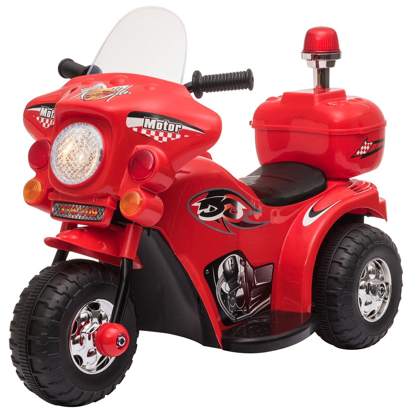 Toddler 3km/h Electric Motorbike Ride On Lights Music Horn Storage Red