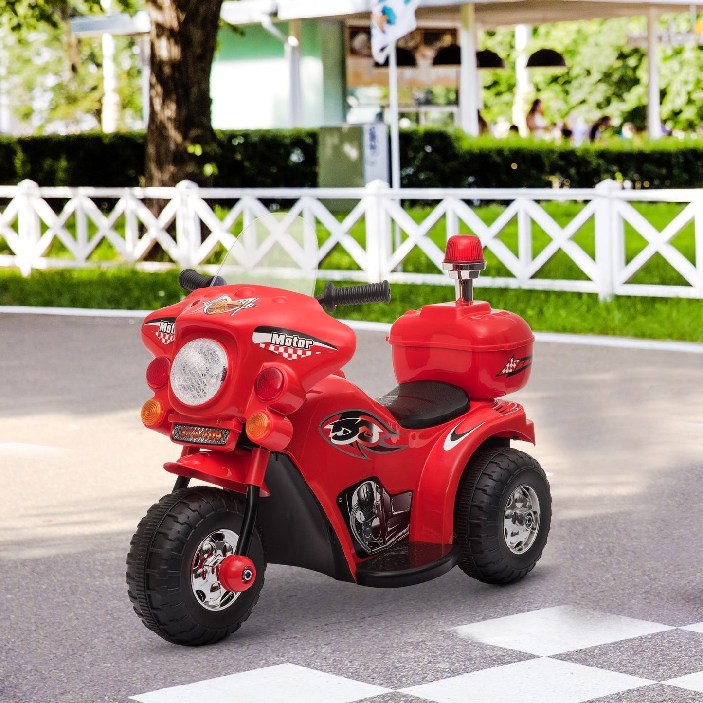 Toddler 3km/h Electric Motorbike Ride On Lights Music Horn Storage Red