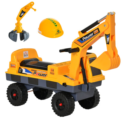 No Power Ride on Excavator Digger Music Light for 2-3 Years Old Yellow HOMCOM