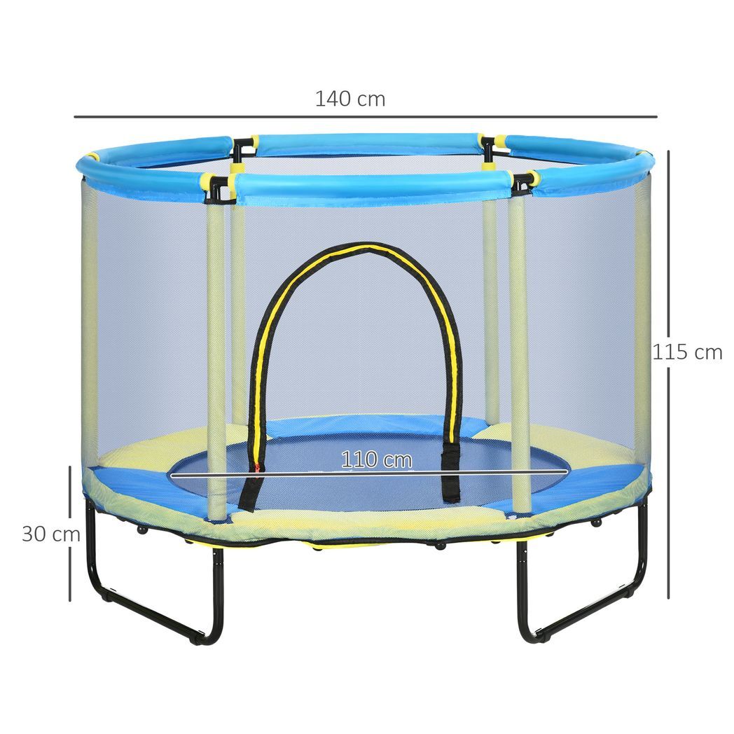 ZONEKIZ 4.6 FT Trampoline with Enclosure Net Bungee Gym, Blue