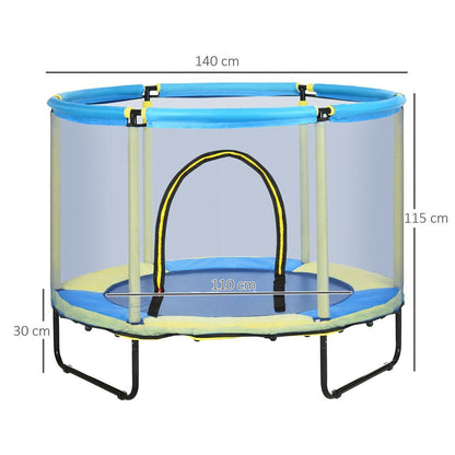 ZONEKIZ 4.6 FT Trampoline with Enclosure Net Bungee Gym, Blue