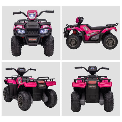 HOMCOM 12V Electric Quad Bike for Kids w/ LED Headlights, Music - Pink