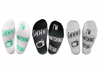 'Shhh I'm Watching Football' Funny Ankle Socks, Gift For Football Fans