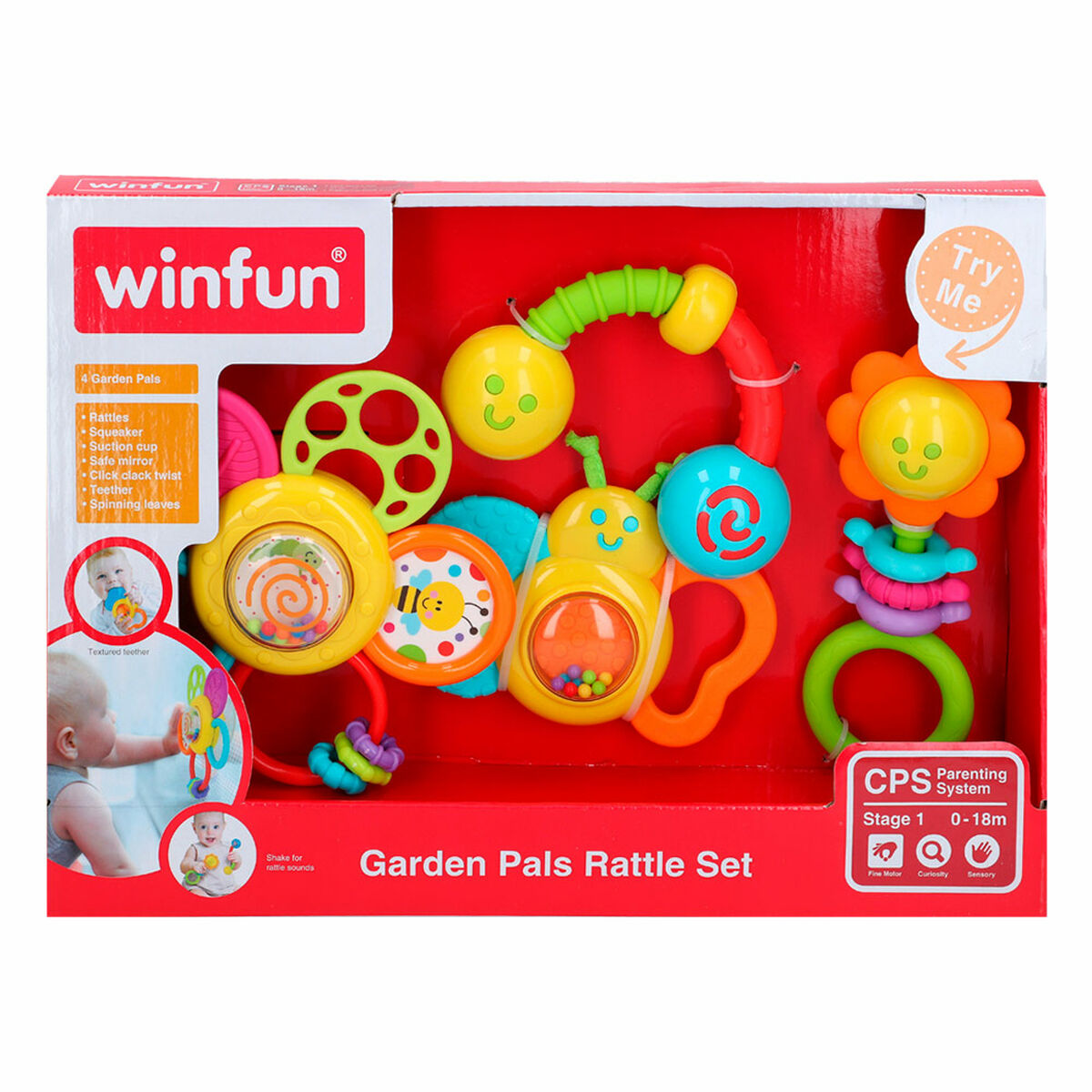 Rattle set Winfun 4 Pieces 16 x 16 x 4,5 cm (6 Units)