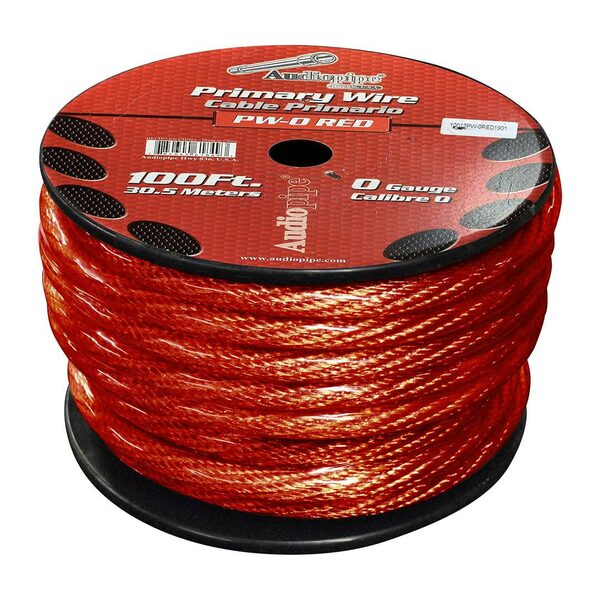 POWER WIRE 0GA. 100' RED AUDIOPIPE