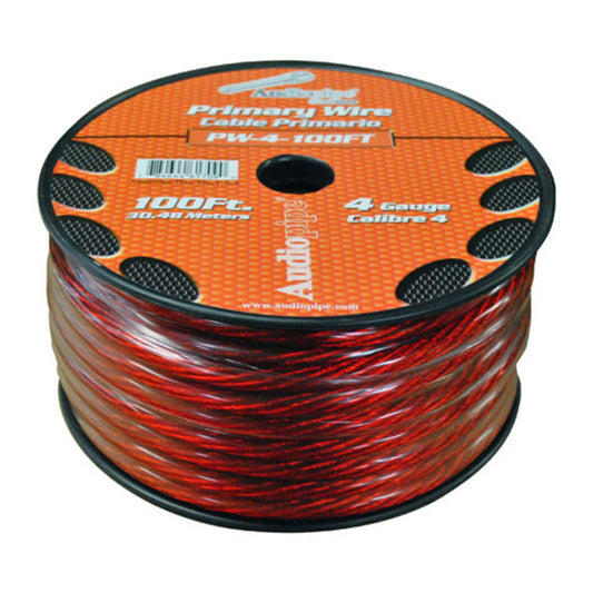 POWER WIRE AUDIOPIPE 4GA 100' RED