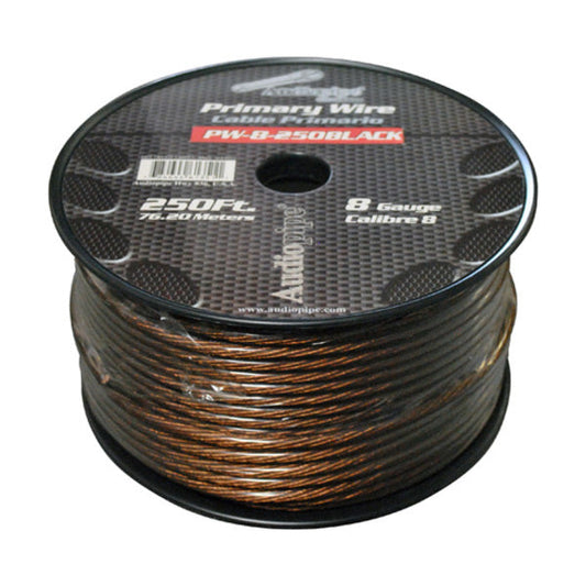 POWER WIRE AUDIOPIPE 8GA 250' BLACK