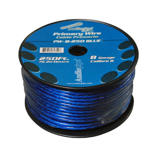 POWER WIRE AUDIOPIPE 8GA 250' BLUE